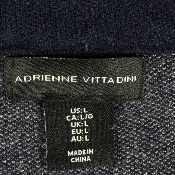 Adrienne Vittadini Navy Knit Blazer Cardigan Women’s Large Soft Office Sweater - Picture 4 of 10